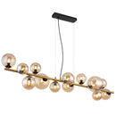 lampadario classico riha 13 luci in metallo dorato con sfere in vetro ambra