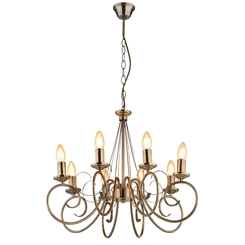 Lampadario Truncatus con 8 attacchi E14 diametro 55 cm altezza 135 cm e lampadine non incluse