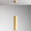 lampadario fluke a sospensione tubolare quadrato 30 cm in metallo oro lucido ottone
