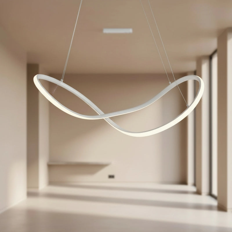 lampadario led moderno forever bianco 45w design curvo 73 cm