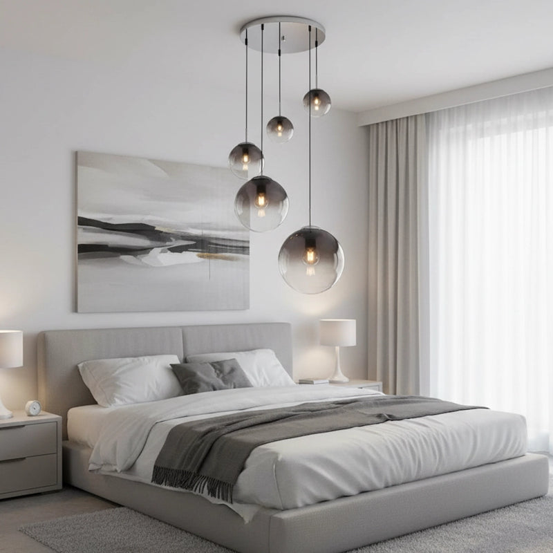 Lampadario moderno Varus 3 luci E27 in metallo cromato