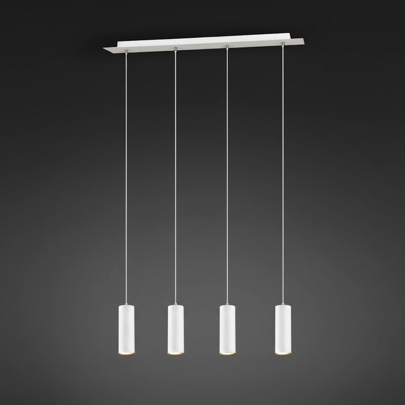 Lampadario moderno da cucina a 4 luci tubolari in metallo bianco con lampadina GU10