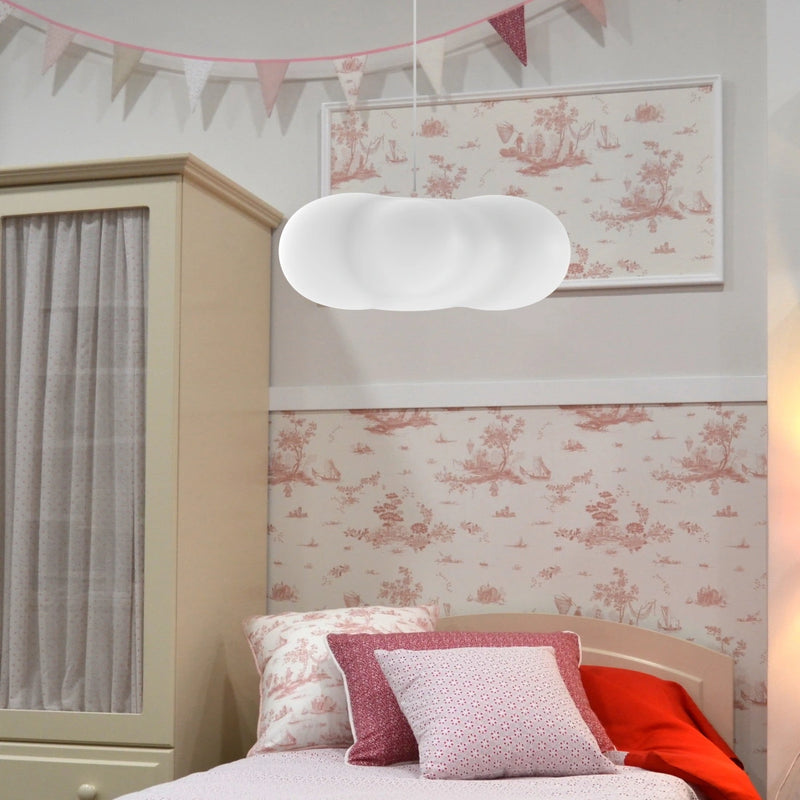 Lampadario moderno per la cameretta dei ragazzi con design a nuvola in plastica bianca