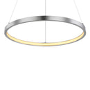 Lampadario LED a sospensione design moderno cerchio in acciaio satinato e luce calda