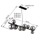 lampadario a sospensione in metallo nero e vetro fume ip20 per camera e soggiorno