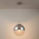 Lampadario singolo moderno cromo con vetro trasparente da 25 cm per chi cerca una sospensione compatta