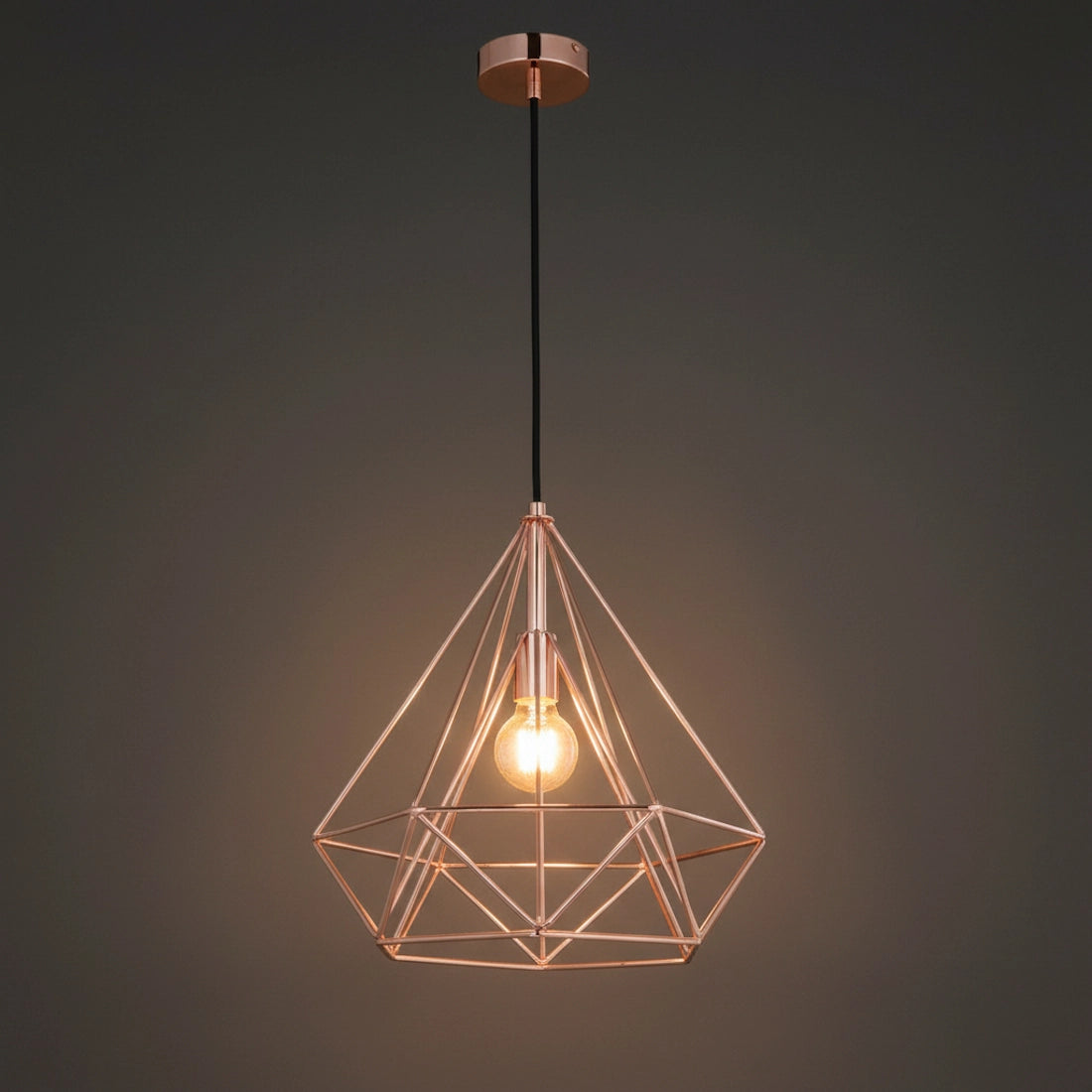 LAMPADARIO GABBIA METALLO INDUSTRIALE RETRO E27 PENDENTE VINTAGE ORO Rosa Sj099 83942630