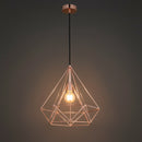 lampadario a sospensione rame lucido con lampadina e27 a vista