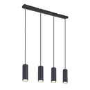 Lampadario Marley nero a 4 luci tubolari in metallo per tavolo da pranzo isola cucina o penisola