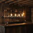 lampadario amarcord industrial stile rustico color ruggine con tubi e manometro
