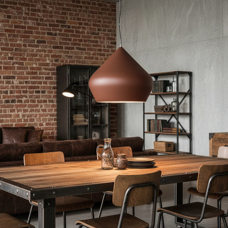 lampadario moderno industriale diametro 52 cm corten ruggine per cucina e soggiorno
