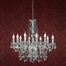 Lampadario a sospensione con dieci luci E14 in acrilico trasparente e metallo ideale per ambienti eleganti