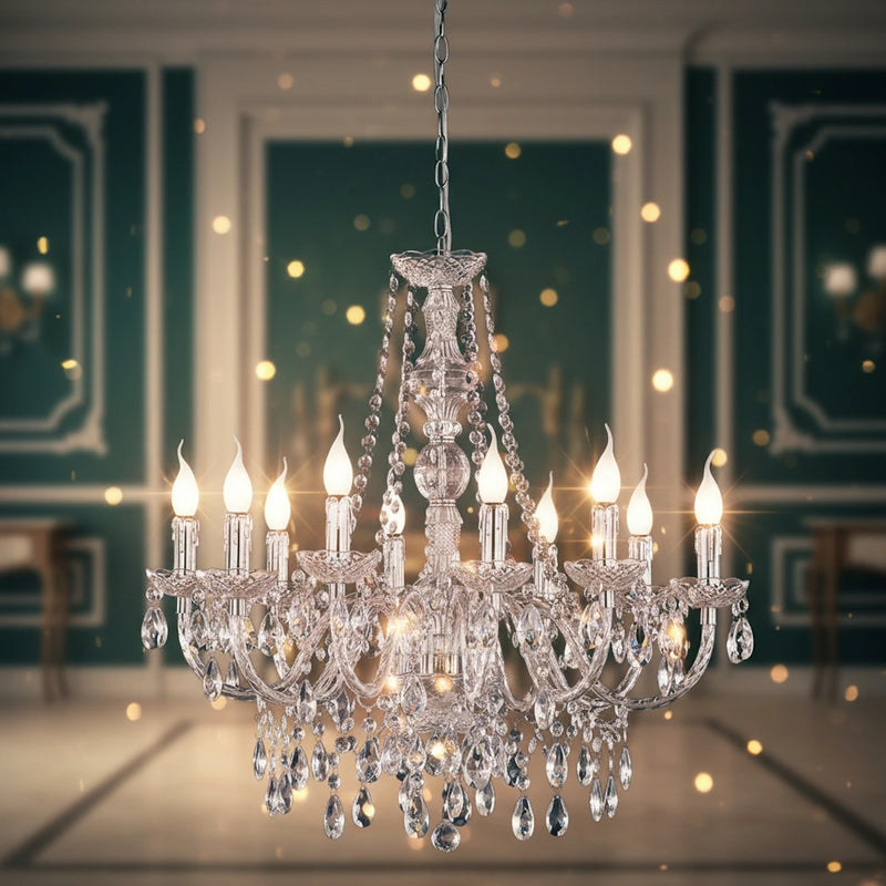 Lampadario classico contemporaneo con dieci punti luce e design decorativo elegante