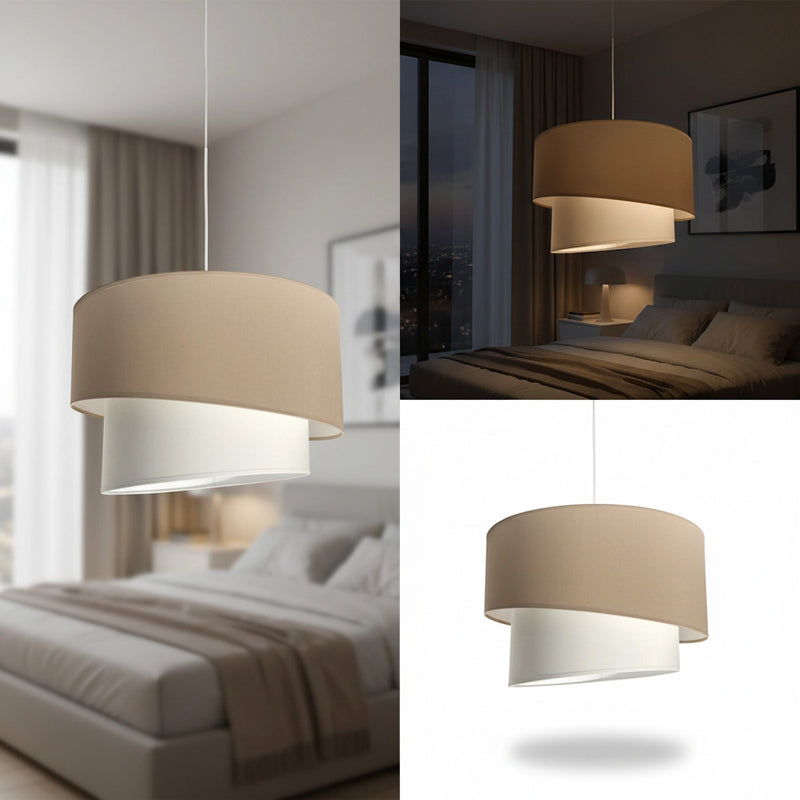 lampadario in tessuto sabbia e bianco per cucina soggiorno sala da pranzo e camera da letto elegante