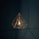 lampadario gabbia cage rame lucido in metallo a forma di diamante