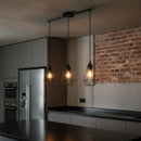 Lampadario a sospensione con tre luci in metallo nero a forma di diamante con attacco E27 e altezza regolabile per soggiorno moderno