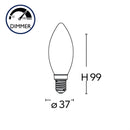 Dimensioni lampadina LED E14 a candela diametro 37 mm altezza 98 mm