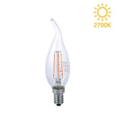 Lampadina LED E14 Soffio di Vento con vetro trasparente e filamenti visibili, luce calda 2700K