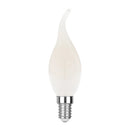 Lampadina LED E14 Colpo di Vento da 6W e 680 lumen, a filamento con vetro opale bianco e forma a fiamma ricurva, disponibile in 2700K, 4000K e 6500K