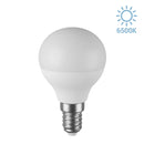Lampadina LED E14 a sfera G45 con diffusore opalino e luce fredda 6500K