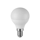 Lampadina LED E14 a sfera G45 da 6W e 520 lumen, con diffusore in plastica opalina bianca, disponibile in 3000K, 4000K e 6500K