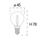 Lampadina LED E14 a Sfera G45 4W a Filamento in Vetro Trasparente – 2700K, 4000K o 6500K