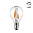 Lampadina LED E14 a Sfera G45 4W a Filamento in Vetro Trasparente – 2700K, 4000K o 6500K