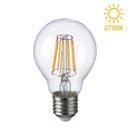 Lampadina LED E27 a goccia in vetro trasparente con filamenti visibili, luce calda 2700K