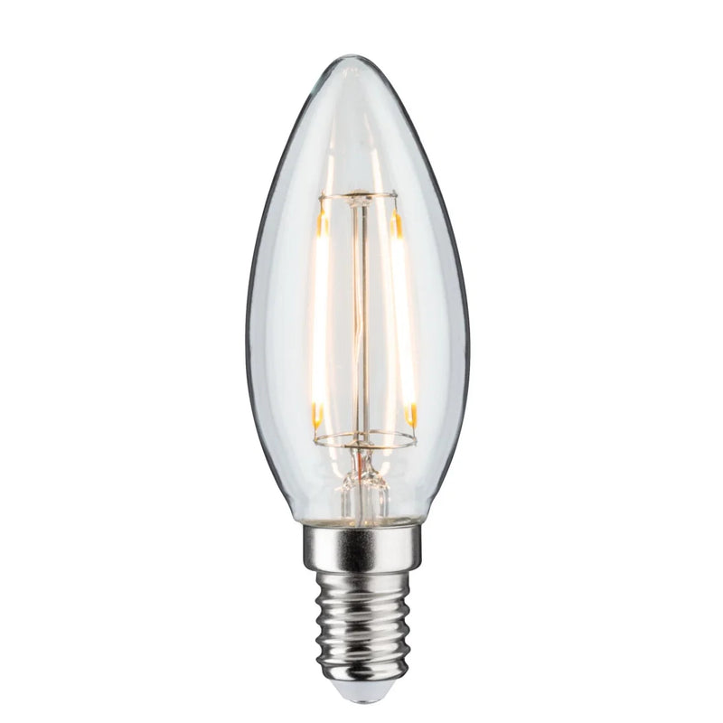 Lampadina LED a filamento forma candela E14 24V 2W 160 lumen 3000K trasparente per sistema Plug Shine