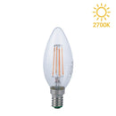 Lampadina LED E14 a Candela 4W con Filamento a Vista in Vetro Trasparente – 2700K, 4000K o 6500K