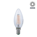 Lampadina LED E14 a Candela 4W con Filamento a Vista in Vetro Trasparente – 2700K, 4000K o 6500K