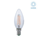 Lampadina LED E14 a Candela 4W con Filamento a Vista in Vetro Trasparente – 2700K, 4000K o 6500K