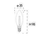 Lampadina LED E14 a Candela 4W con Filamento a Vista in Vetro Trasparente – 2700K, 4000K o 6500K