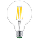 Lampadina LED Philips G95 Ultra Efficient E27 4W luce calda a lunga durata 50.000 ore.