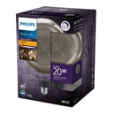 Lampadina LED fumé G200 dimmerabile con tecnologia EyeComfort e lunga durata 15.000 ore.