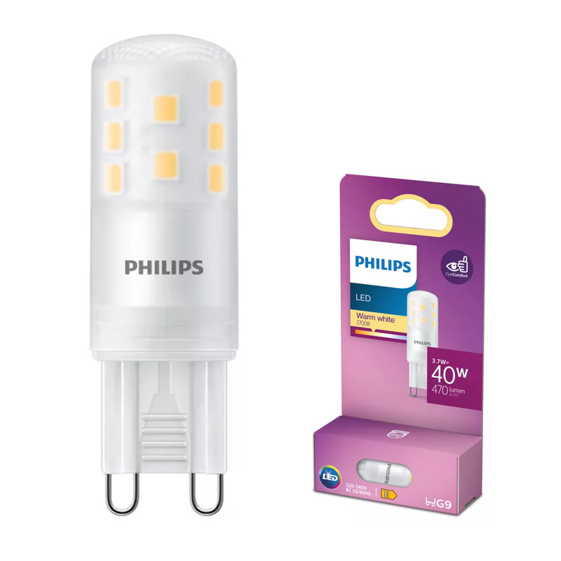 Lampadina LED G9 3,7W smerigliata luce calda 2700K 470 lumen per illuminazione domestica