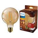 Lampadina LED G95 ambra decorativa vintage a filamento con attacco E27 1800K