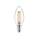 Lampadine LED Philips E14 a candela trasparenti con filamento a vista 4pz