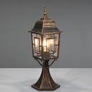 lampioncino in alluminio nero con effetto antichizzato oro design a mosaico e vetri trasparenti per esterni tradizionali