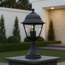 lampioncino basso da esterno a lanterna classica quadrata in alluminio nero altezza 39 cm