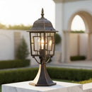 lampioncino basso da esterno h 47 cm nero antichizzato oro ip44 in alluminio lanterna a mosaico vetri trasparenti e27