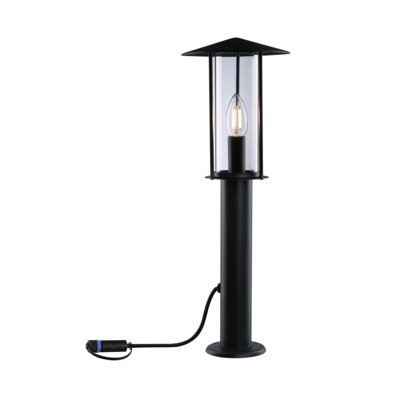 lampioncino Classic Plug & Shine IP44 antracite con vetro trasparente per vialetti e giardino