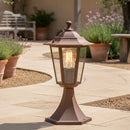 Lampioncino segnapasso da esterno IP44 stile rustico finitura ruggine antichizzata.

