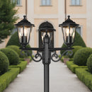 Lampione da giardino stile classico nero con 3 lanterne esagonali E27
