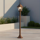 Lampione da giardino IP44 stile rustico con palo e lanterna quadrata color ruggine