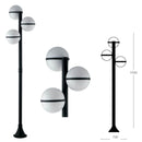 Lampione da Giardino Moderno a 3 Luci con Sfere in Plastica e Palo in Alluminio Nero IP44 Altezza 190 cm