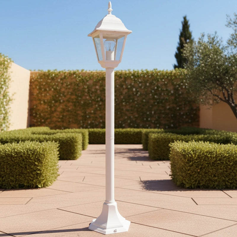 Lampione da giardino bianco in stile classico con lanterna quadrata Roma by Intec Light