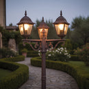 Lampione da giardino in stile rustico con 3 lanterne finitura ruggine corten bronzato anticato
