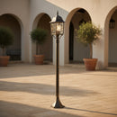 lampioncino da esterno h 100 cm nero antichizzato oro ip44 in alluminio con lanterna a mosaico vetri trasparenti e27