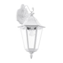 applique da esterno stile classico lanterna bianca discendente per illuminare vialetti e facciata di casa
